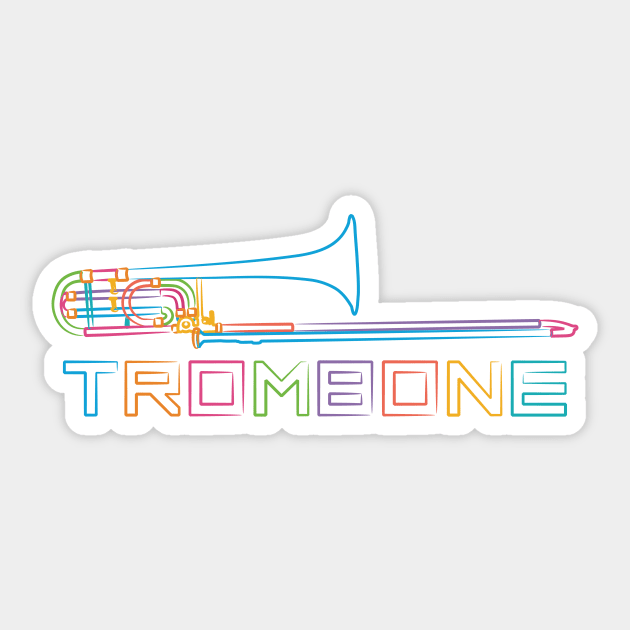 Rainbow Trombone Sticker by evisionarts